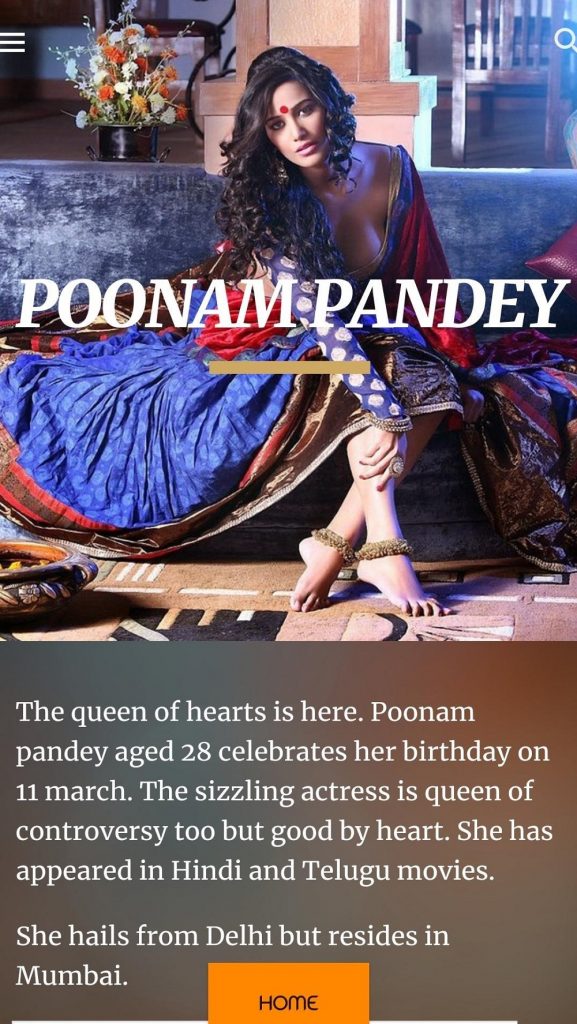 Screenshot of Poonam Pandey TV
