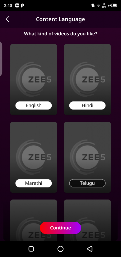 Screenshot of Zee5 Hipi App