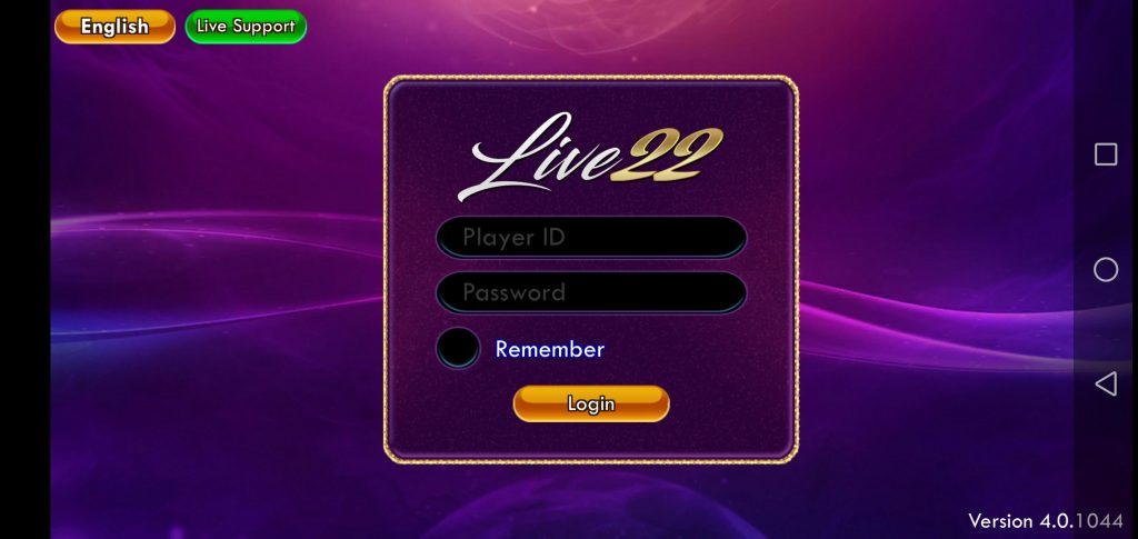Screenshot of Live22 App Apk