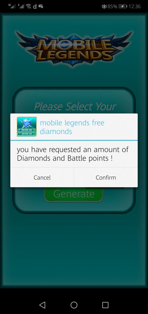 Screenshot of Free Mobile legends Diamonds