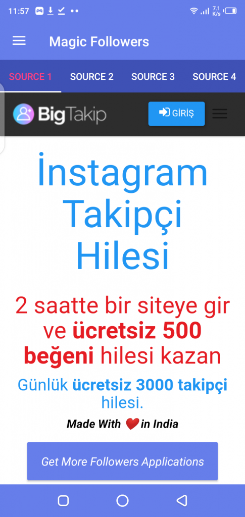 Screenshot of Magic Followers App