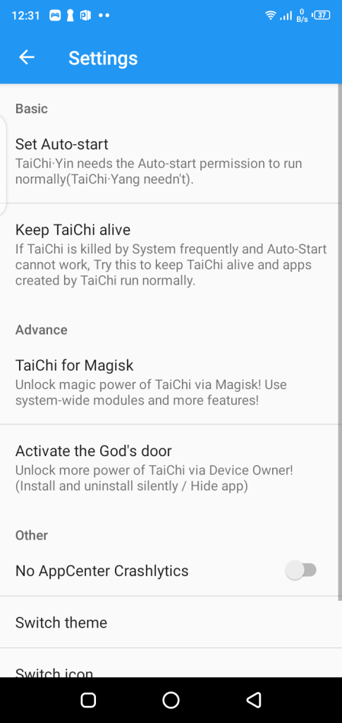 Screenshot of TaiChi App