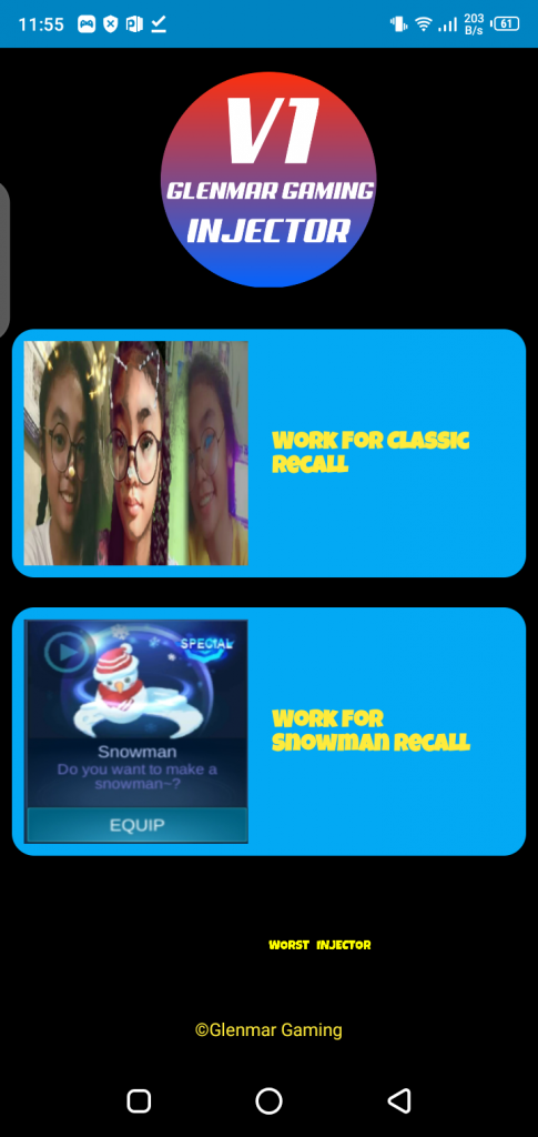 Screenshot of Injector ML Skin And Recall Apk for Android phones