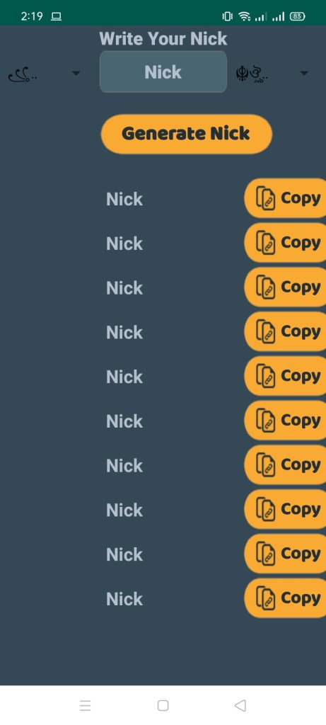 Screenshot of Hack Nick FF App