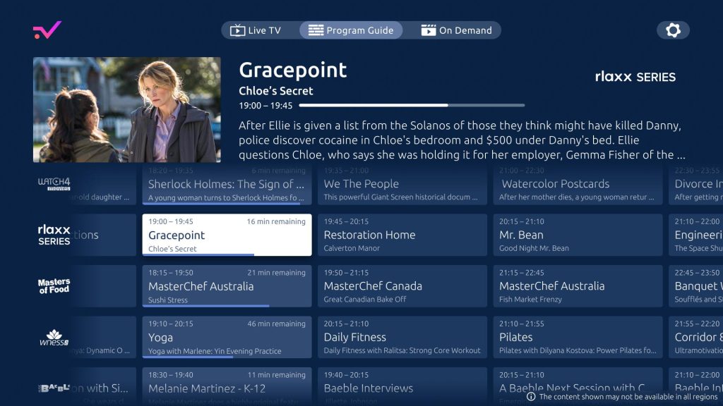 Screenshot of Rlaxx TV App